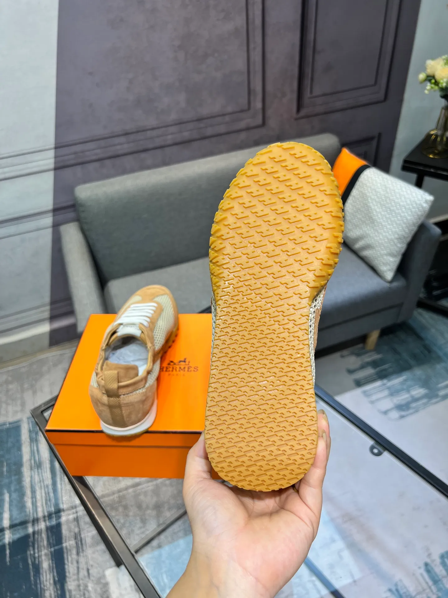 Men's shoes 💰700 [HERMES] Hermès - High-end quality original order 🔍🔍 - Upper: 🔝 cowhide suede splicing design - Inner lining: imported mixed sheepskin - Outsole: TPR foam · Rubber: two-color combined molding outsole - Super high quality control · Fine workmanship: highlighted (high-end, luxury, grade) -Size: 38-44 (45, 46, can be customized)